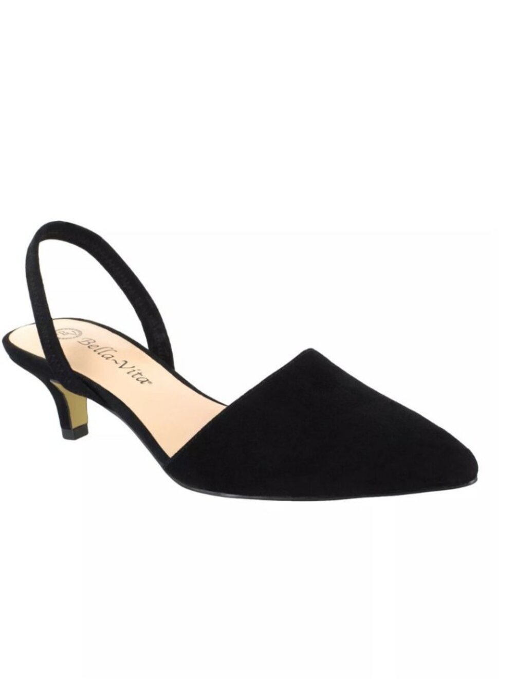 100$ Bella Vita Sarah Pointed Toe Slingback Pumps Heel Women's Size 6.5 Black